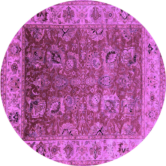 Round Machine Washable Oriental Purple Traditional Area Rugs, wshurb2497pur