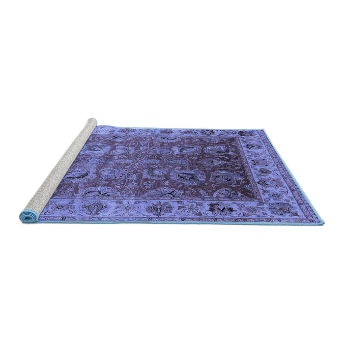Sideview of Machine Washable Oriental Blue Traditional Rug, wshurb2497blu