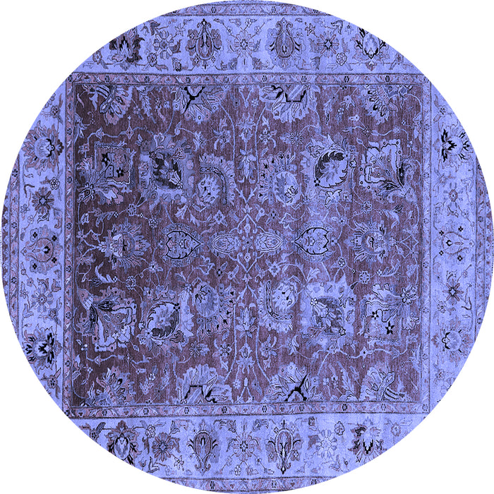 Round Oriental Blue Traditional Rug, urb2497blu