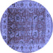 Round Oriental Blue Traditional Rug, urb2497blu