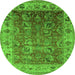 Round Oriental Green Traditional Rug, urb2497grn