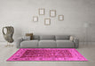 Machine Washable Oriental Pink Traditional Rug in a Living Room, wshurb2497pnk