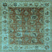 Square Oriental Light Blue Traditional Rug, urb2497lblu