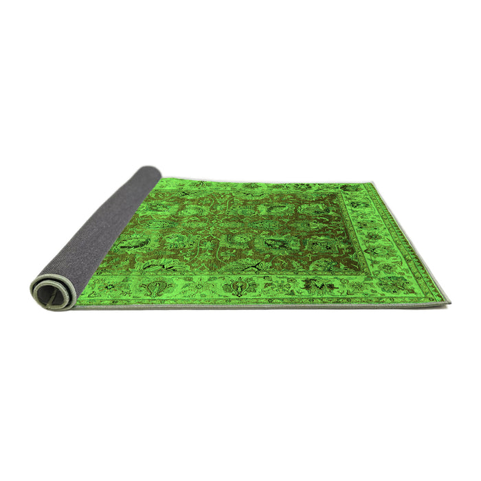 Sideview of Oriental Green Traditional Rug, urb2497grn