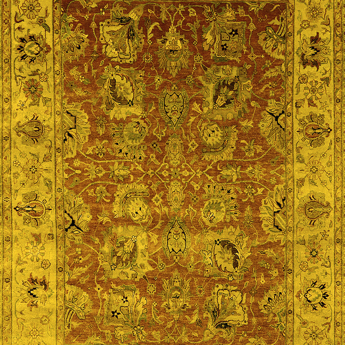 Machine Washable Oriental Yellow Traditional Rug, wshurb2497yw