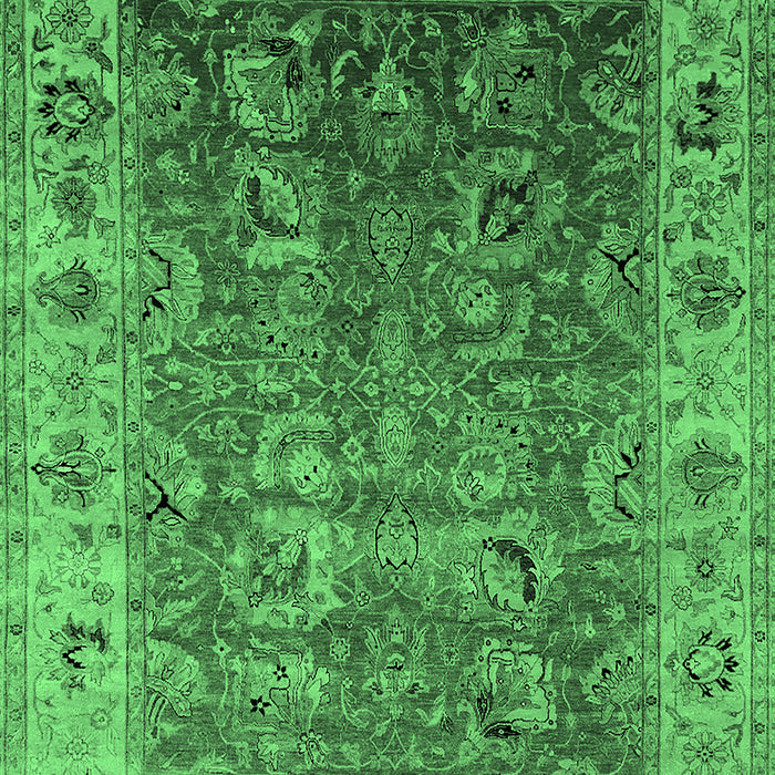 Machine Washable Oriental Emerald Green Traditional Area Rugs, wshurb2497emgrn