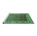 Sideview of Machine Washable Oriental Turquoise Traditional Area Rugs, wshurb2497turq