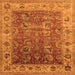 Square Machine Washable Oriental Orange Traditional Area Rugs, wshurb2497org