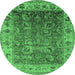 Round Oriental Emerald Green Traditional Rug, urb2497emgrn