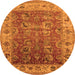 Round Oriental Orange Traditional Rug, urb2497org