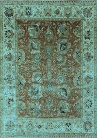 Oriental Light Blue Traditional Rug, urb2497lblu