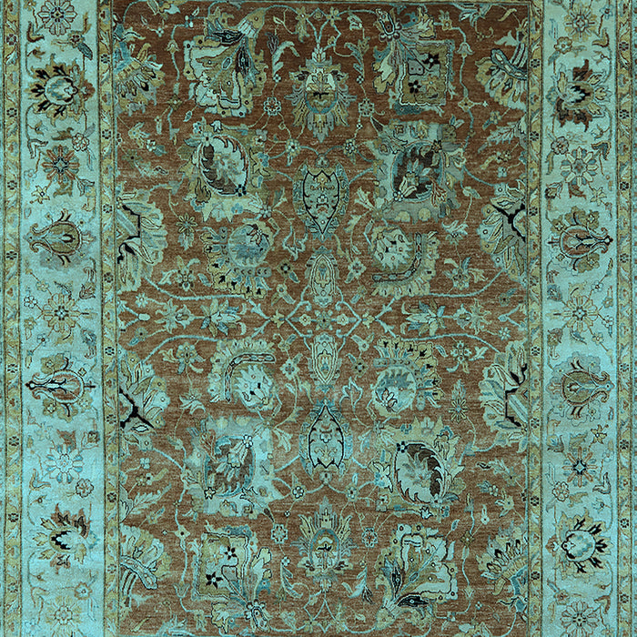 Machine Washable Oriental Light Blue Traditional Rug, wshurb2497lblu