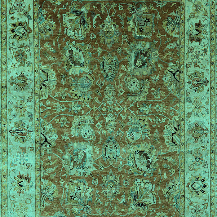 Machine Washable Oriental Turquoise Traditional Area Rugs, wshurb2497turq