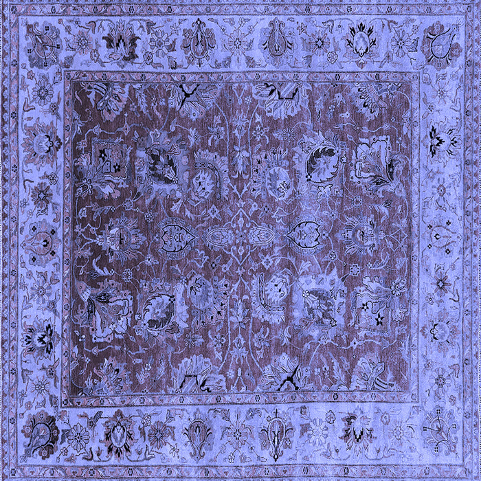 Square Machine Washable Oriental Blue Traditional Rug, wshurb2497blu