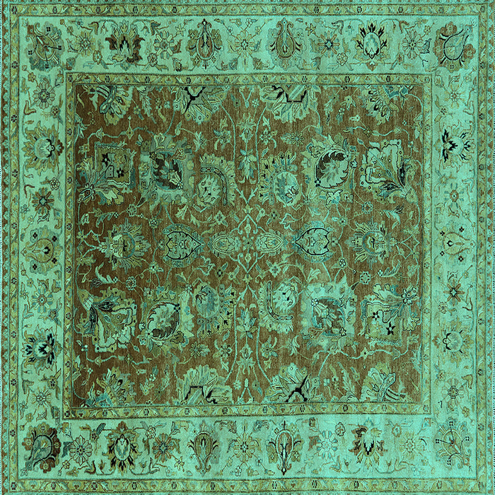 Square Oriental Turquoise Traditional Rug, urb2497turq