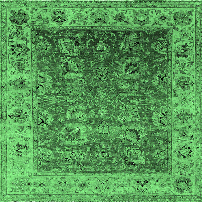 Square Oriental Emerald Green Traditional Rug, urb2497emgrn
