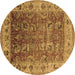 Round Oriental Brown Traditional Rug, urb2497brn