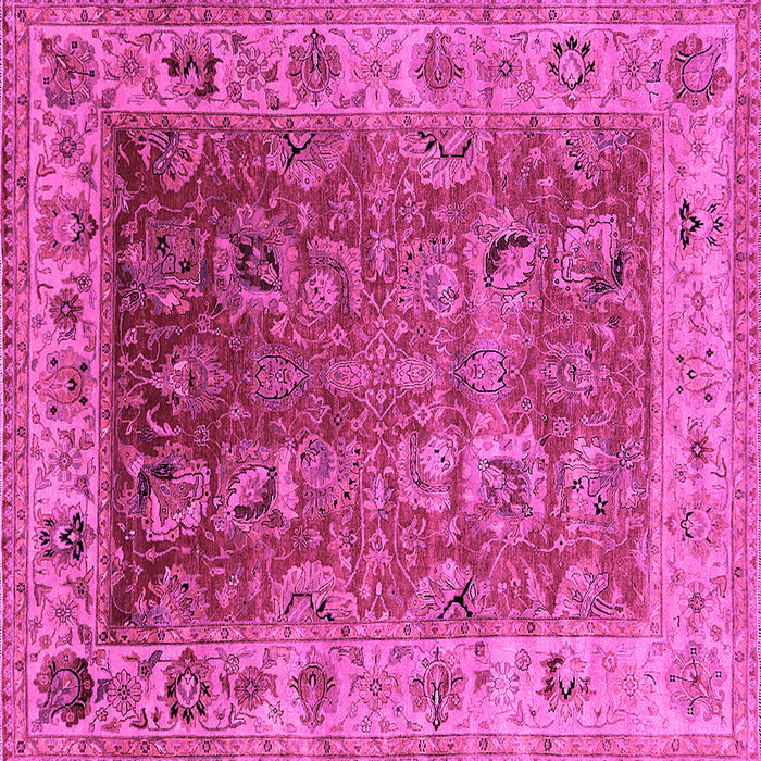 Square Machine Washable Oriental Pink Traditional Rug, wshurb2497pnk