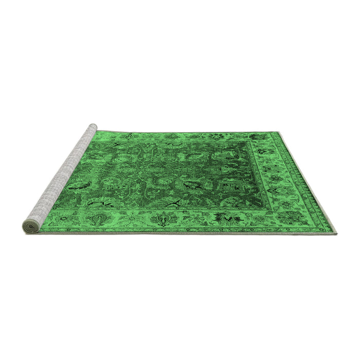 Sideview of Machine Washable Oriental Emerald Green Traditional Area Rugs, wshurb2497emgrn