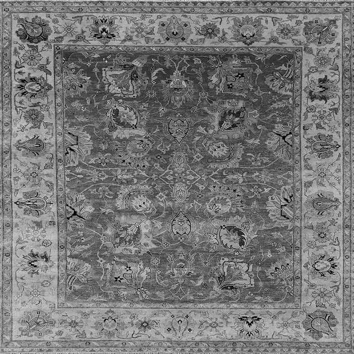 Square Machine Washable Oriental Gray Traditional Rug, wshurb2497gry