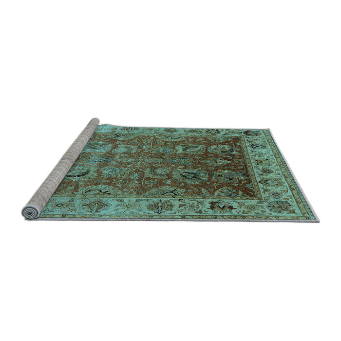 Sideview of Machine Washable Oriental Light Blue Traditional Rug, wshurb2497lblu