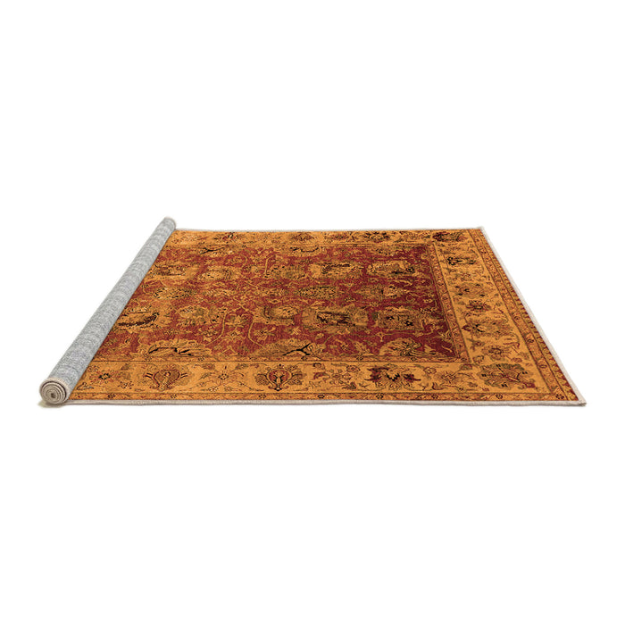 Sideview of Machine Washable Oriental Orange Traditional Area Rugs, wshurb2497org