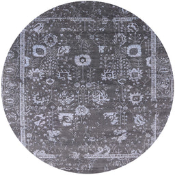 Round Mid-Century Modern Gray Oriental Rug, urb2498