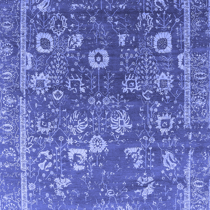 Machine Washable Oriental Blue Industrial Rug, wshurb2498blu