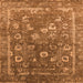 Square Machine Washable Oriental Orange Industrial Area Rugs, wshurb2498org