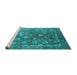 Sideview of Machine Washable Oriental Turquoise Industrial Area Rugs, wshurb2498turq