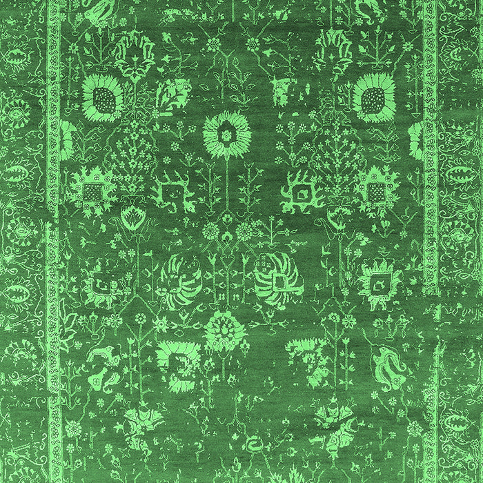Machine Washable Oriental Emerald Green Industrial Area Rugs, wshurb2498emgrn