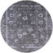 Round Machine Washable Industrial Modern Gray Rug, wshurb2498