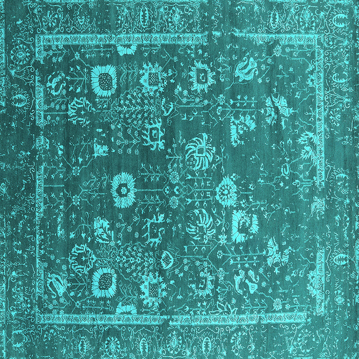 Square Machine Washable Oriental Turquoise Industrial Area Rugs, wshurb2498turq