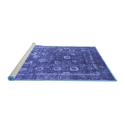 Sideview of Machine Washable Oriental Blue Industrial Rug, wshurb2498blu