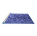 Sideview of Machine Washable Oriental Blue Industrial Rug, wshurb2498blu