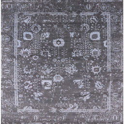 Square Mid-Century Modern Gray Oriental Rug, urb2498