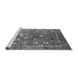 Sideview of Machine Washable Oriental Gray Industrial Rug, wshurb2498gry