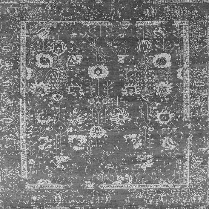 Square Machine Washable Oriental Gray Industrial Rug, wshurb2498gry