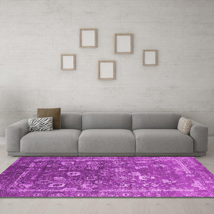 Machine Washable Oriental Pink Industrial Rug in a Living Room, wshurb2498pnk