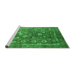 Sideview of Machine Washable Oriental Green Industrial Area Rugs, wshurb2498grn