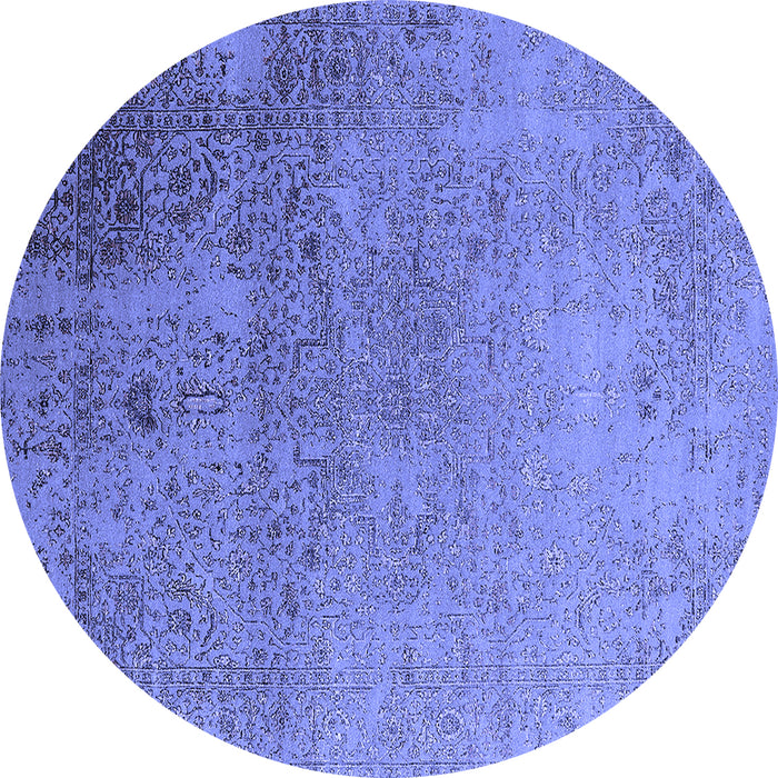Round Oriental Blue Industrial Rug, urb2499blu