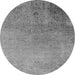 Round Machine Washable Oriental Gray Industrial Rug, wshurb2499gry