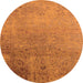 Round Machine Washable Oriental Orange Industrial Area Rugs, wshurb2499org