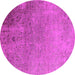 Round Machine Washable Oriental Pink Industrial Rug, wshurb2499pnk