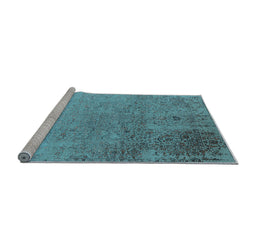 Sideview of Machine Washable Oriental Light Blue Industrial Rug, wshurb2499lblu