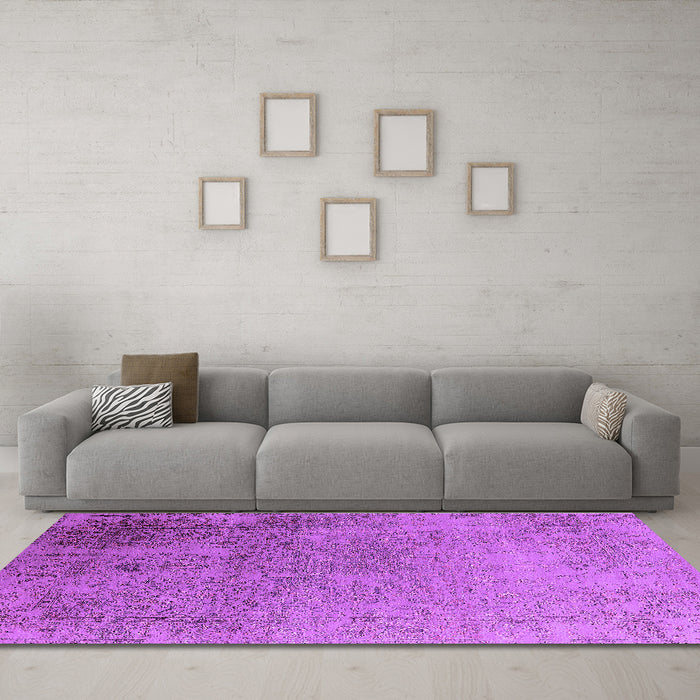 Machine Washable Oriental Purple Industrial Area Rugs in a Living Room, wshurb2499pur