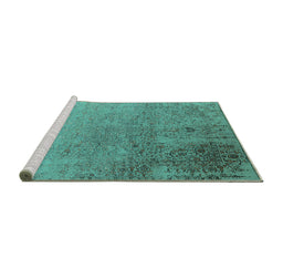 Sideview of Machine Washable Oriental Turquoise Industrial Area Rugs, wshurb2499turq