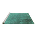 Sideview of Machine Washable Oriental Turquoise Industrial Area Rugs, wshurb2499turq