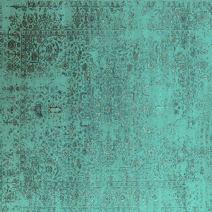 Square Oriental Turquoise Industrial Rug, urb2499turq