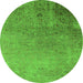 Round Oriental Green Industrial Rug, urb2499grn